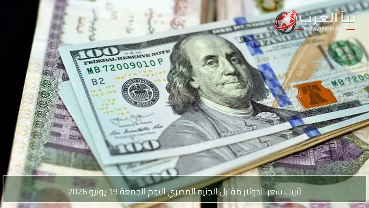 تثبيت سعر الدولار مقابل الجنيه المصري اليوم الجمعة 19 يونيو 2026