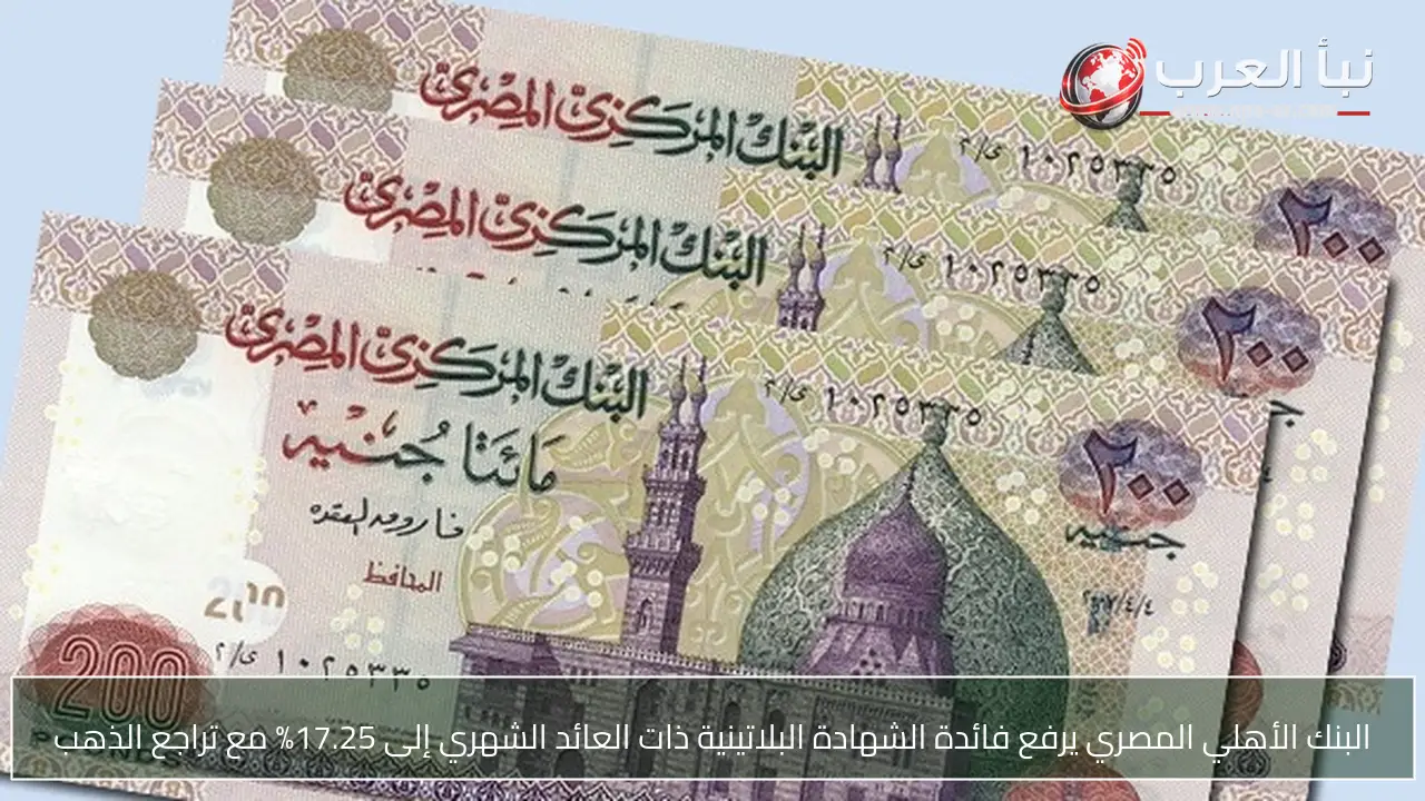 البنك الأهلي المصري يرفع فائدة الشهادة البلاتينية ذات العائد الشهري إلى 17.25% مع تراجع الذهب