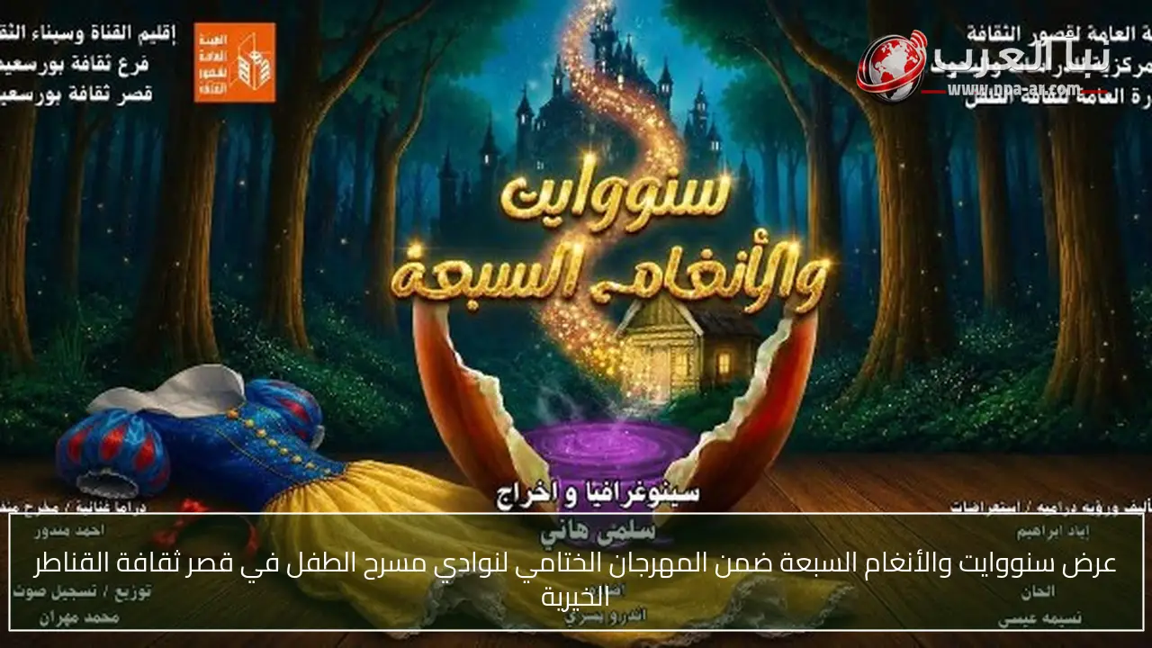 عرض سنووايت والأنغام السبعة ضمن المهرجان الختامي لنوادي مسرح الطفل في قصر ثقافة القناطر الخيرية