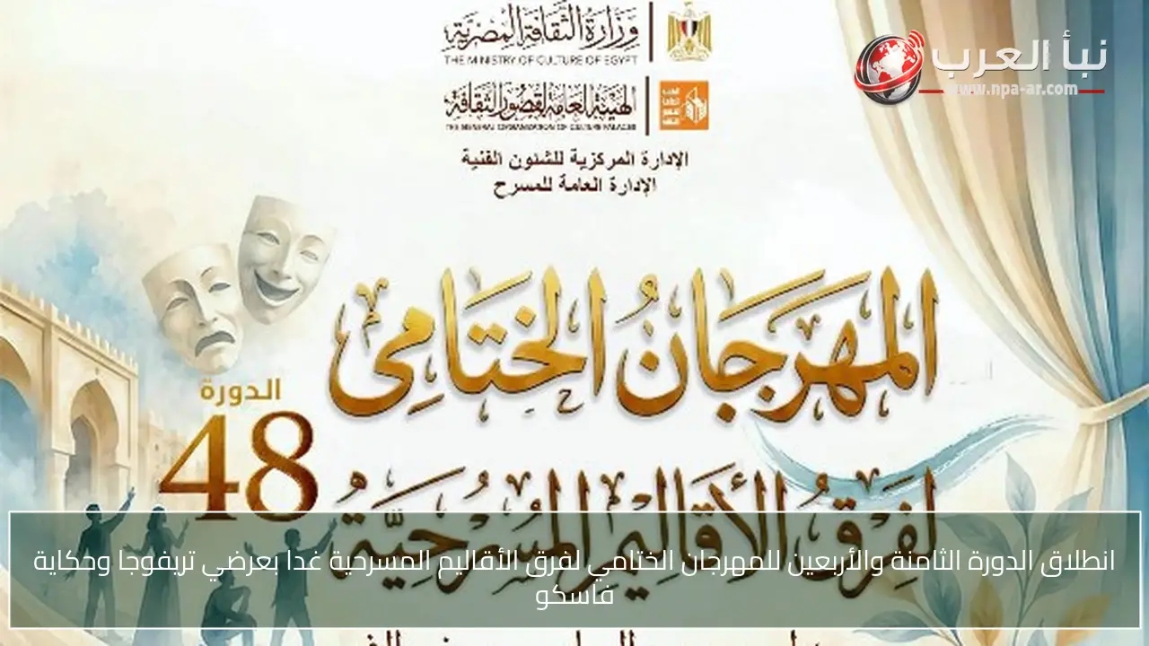 انطلاق الدورة الثامنة والأربعين للمهرجان الختامي لفرق الأقاليم المسرحية غدا بعرضي تريفوجا وحكاية فاسكو