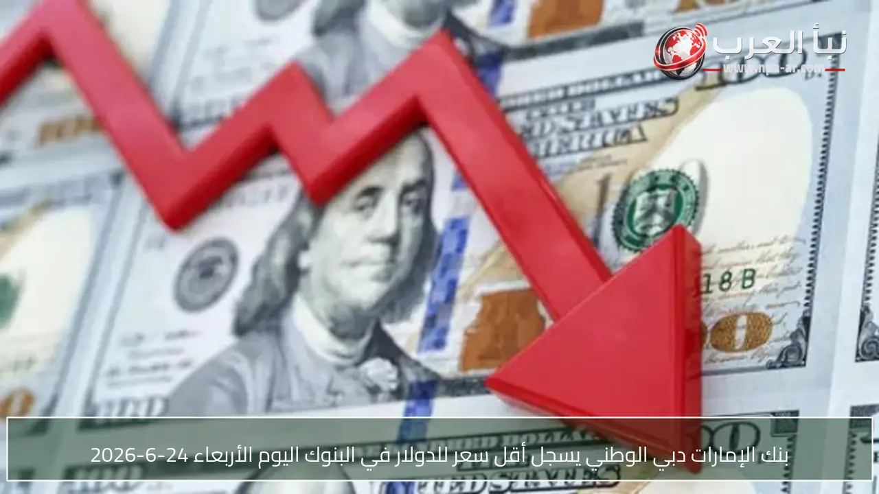 بنك الإمارات دبي الوطني يسجل أقل سعر للدولار في البنوك اليوم الأربعاء 24-6-2026