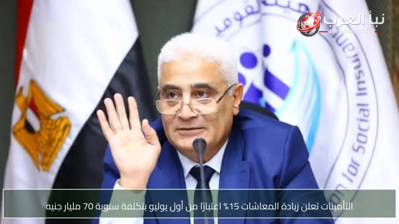التأمينات تعلن زيادة المعاشات 15% اعتبارًا من أول يوليو بتكلفة سنوية 70 مليار جنيه