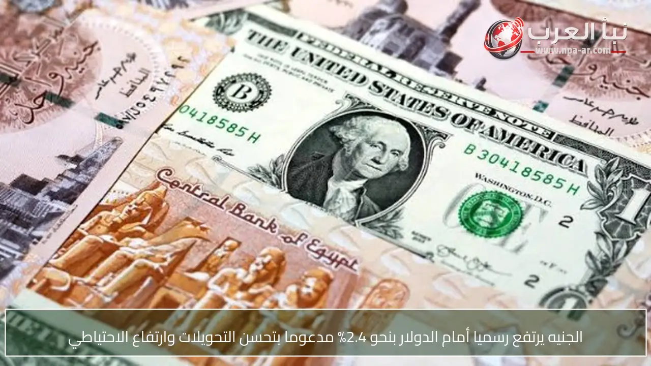 الجنيه يرتفع رسميا أمام الدولار بنحو 2.4% مدعوما بتحسن التحويلات وارتفاع الاحتياطي