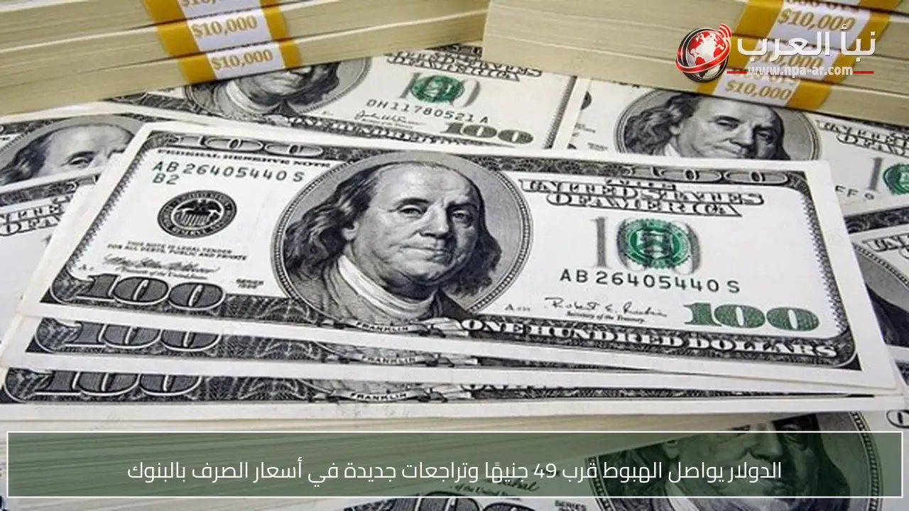 الدولار يواصل الهبوط قرب 49 جنيهًا وتراجعات جديدة في أسعار الصرف بالبنوك