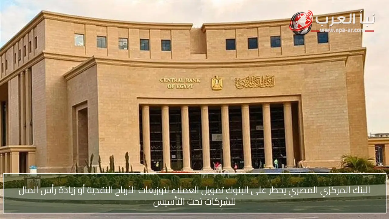 البنك المركزي المصري يحظر على البنوك تمويل العملاء لتوزيعات الأرباح النقدية أو زيادة رأس المال للشركات تحت التأسيس