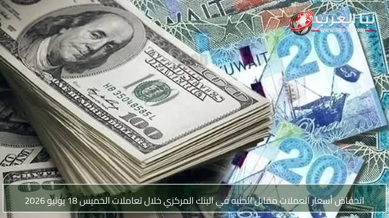 انخفاض أسعار العملات مقابل الجنيه في البنك المركزي خلال تعاملات الخميس 18 يونيو 2026