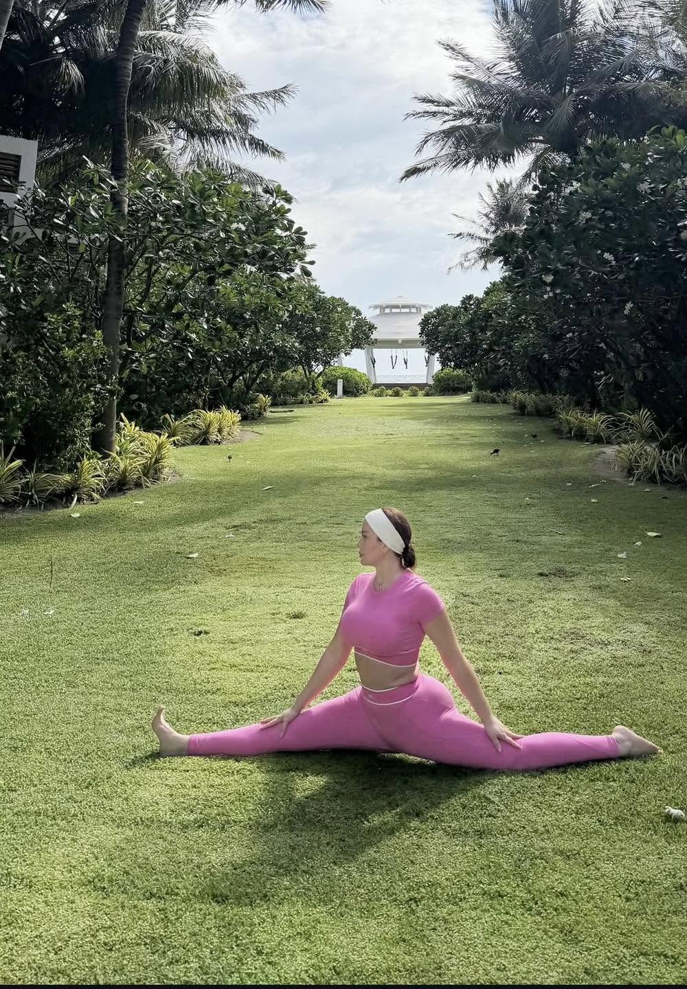 May be an image of yoga and activewear