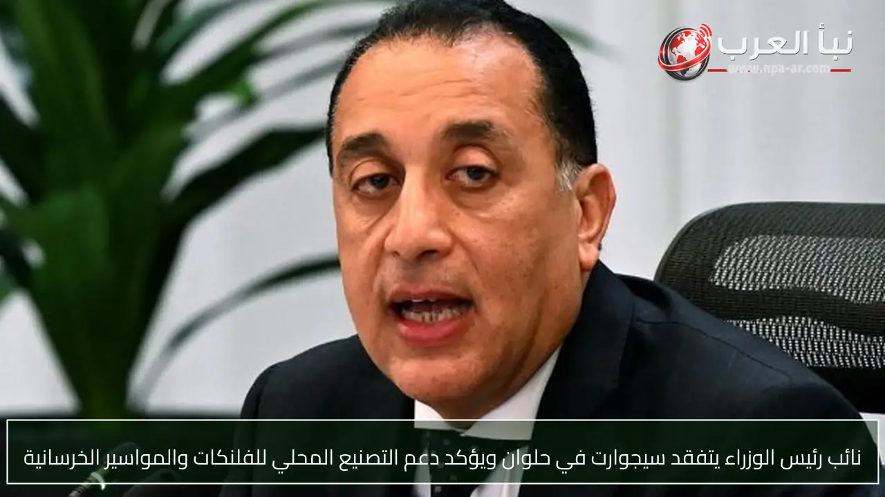 نائب رئيس الوزراء يتفقد سيجوارت في حلوان ويؤكد دعم التصنيع المحلي للفلنكات والمواسير الخرسانية