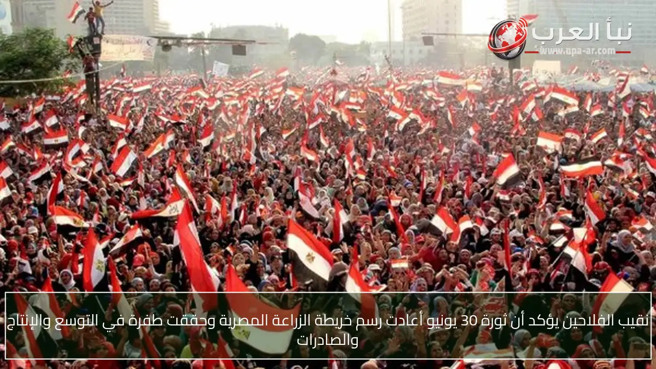 نقيب الفلاحين يؤكد أن ثورة 30 يونيو أعادت رسم خريطة الزراعة المصرية وحققت طفرة في التوسع والإنتاج والصادرات