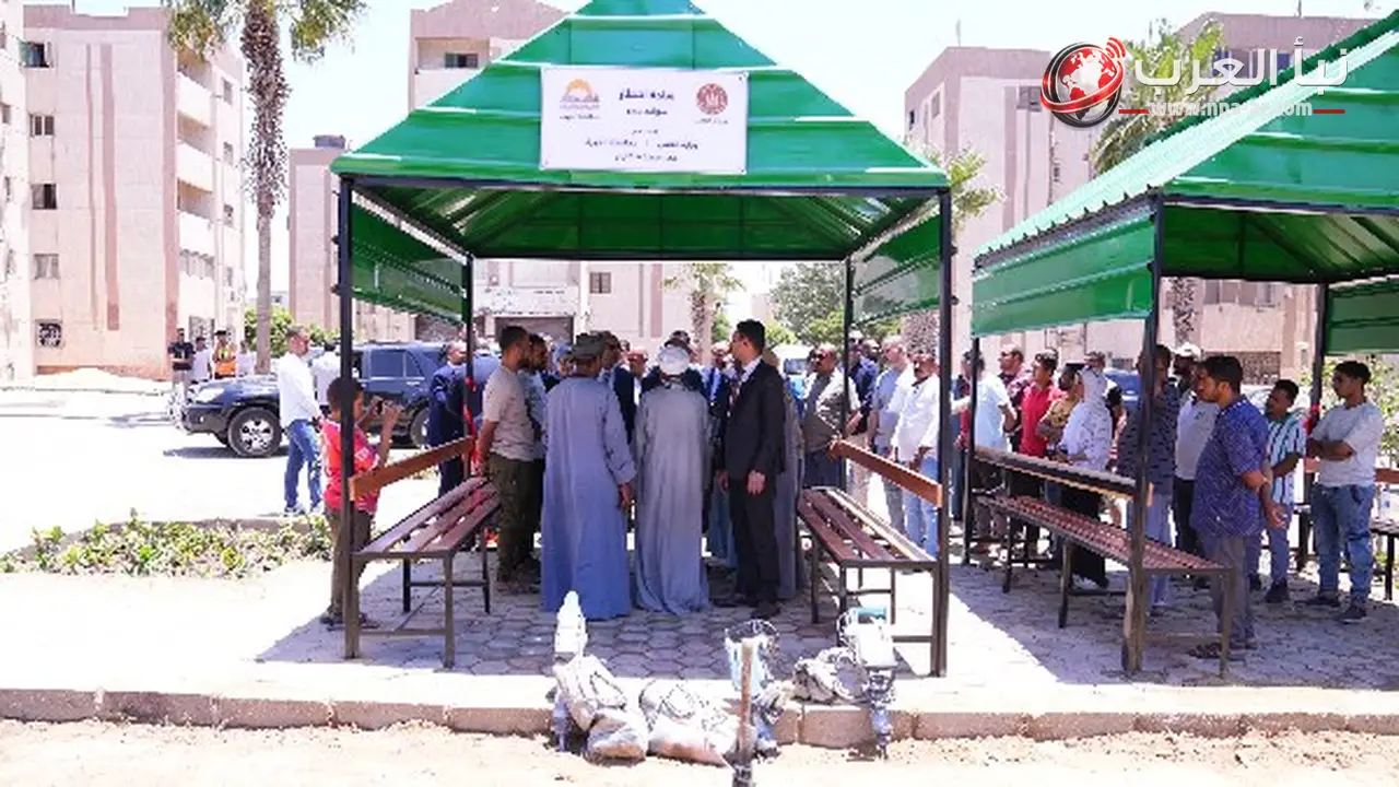 وزير العمل حسن رداد يفتتح ساحة انتظار ومظلات للعمالة غير المنتظمة في ميدان ليلة القدر بمدينة 6 أكتوبر